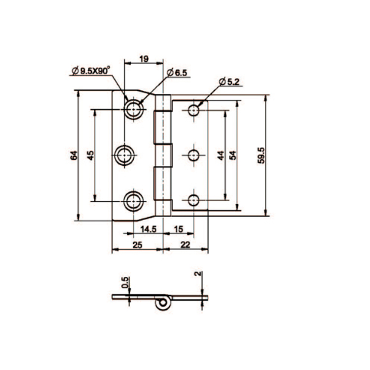 บานพับสแตนเลสแบบแบน-B2221-4