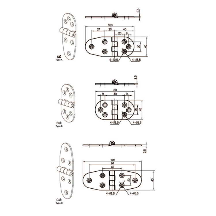บานพับแบนสเตนเลส-B2227-2