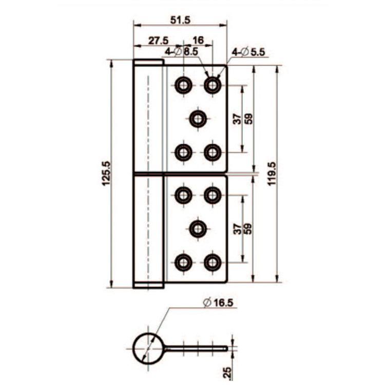 บานพับแบบถอดได้ในตัวสแตนเลส-B2228-13