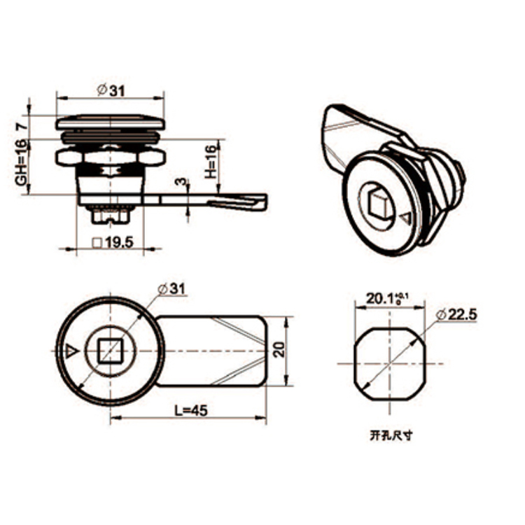 เครื่องมือฝาชนิด Cam Lock-A6018