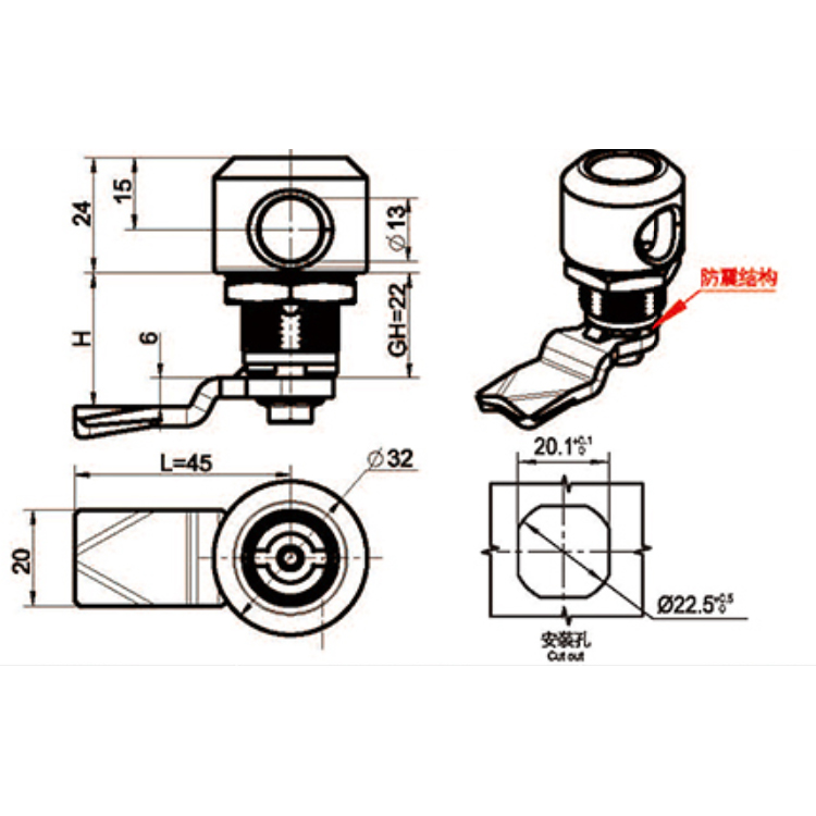 เครื่องมือแม่กุญแจประเภท Cam Lock-A6019